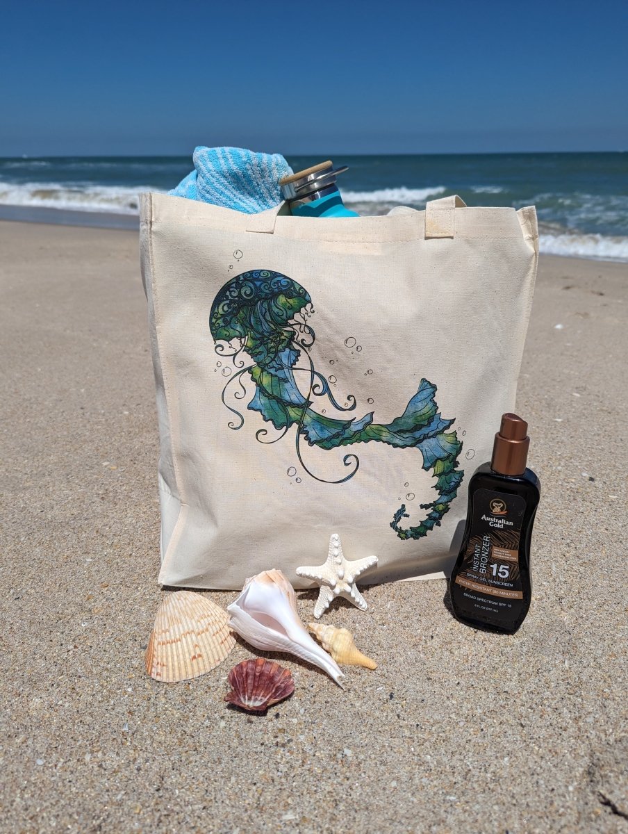 Watery Waltz Organic Cotton Beach Bag