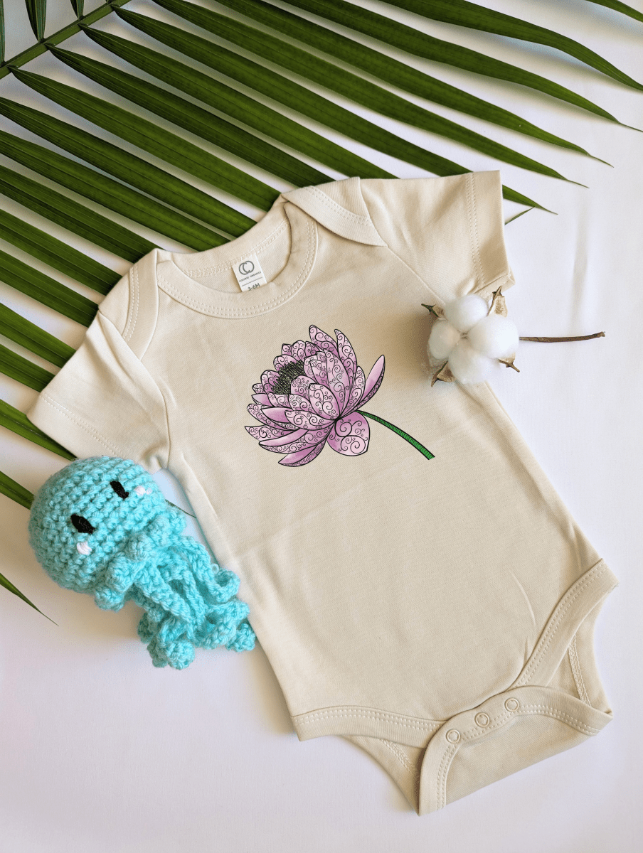 Babies Pink Blissful Bloom Organic Cotton Onesie - Short Sleeve