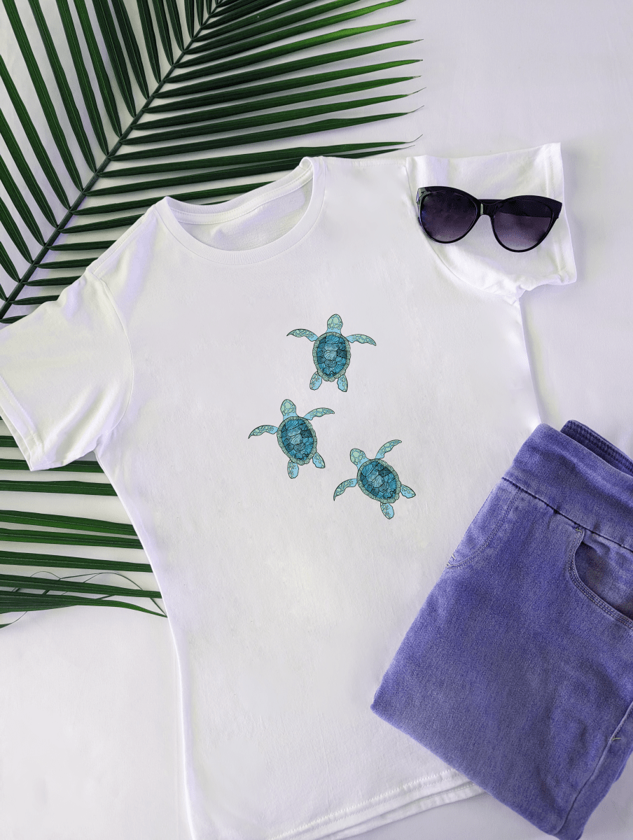 Women's Baby Sea Turtle Organic Cotton Crew Neck Tee