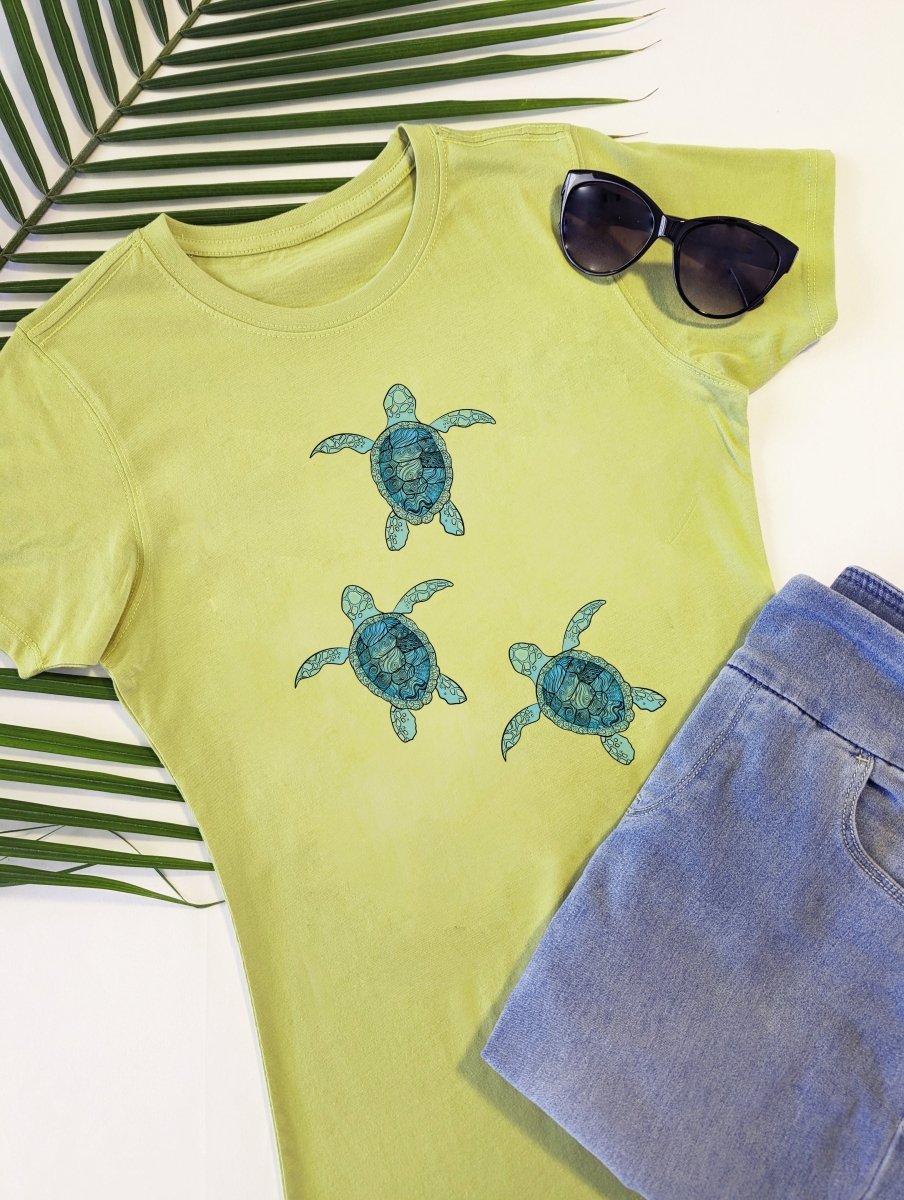 Women's Baby Sea Turtle Organic Cotton Crew Neck Tee