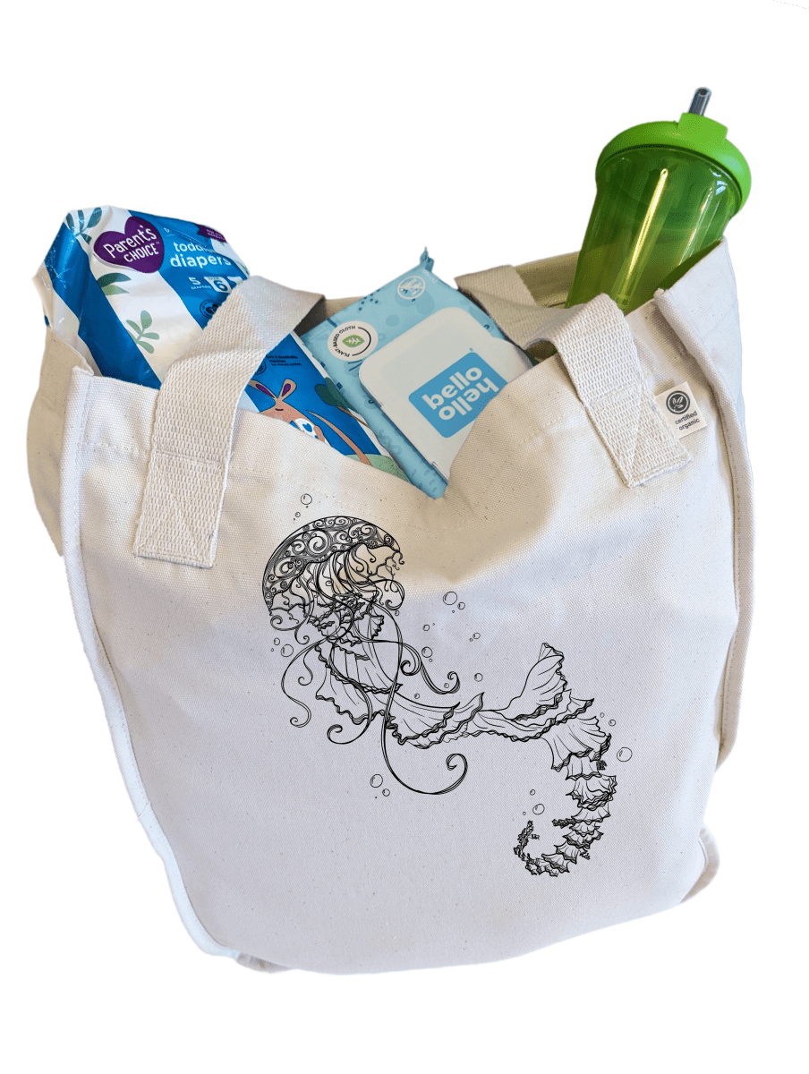 Watery Waltz  Heavyweight Organic Cotton Diaper Bag