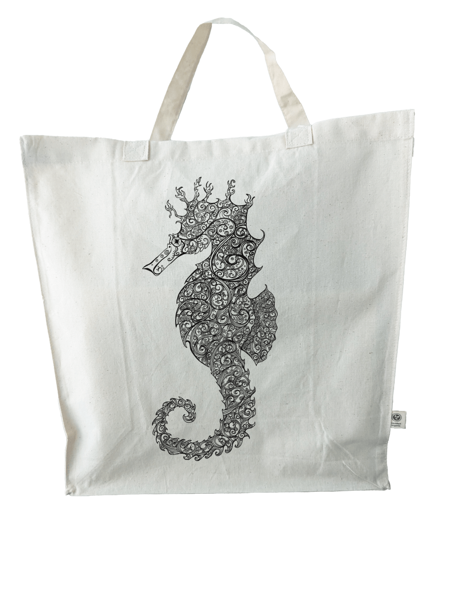 Seahorse Serenity Organic Cotton Tote Bag