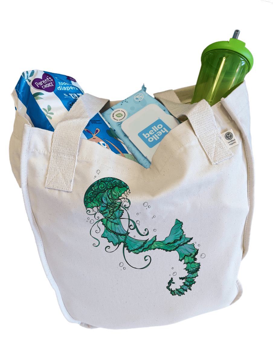 Watery Waltz  Heavyweight Organic Cotton Diaper Bag