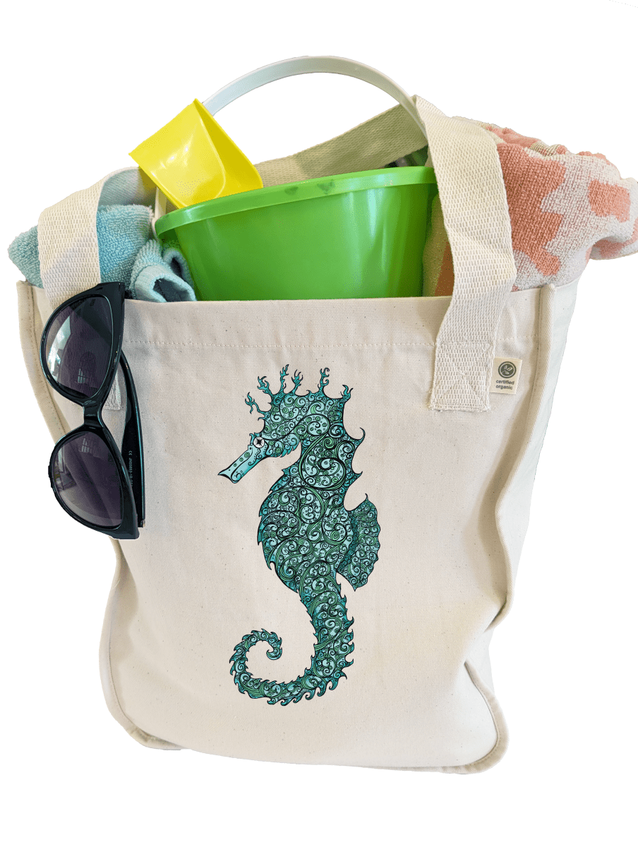 Seahorse Serenity Heavyweight Organic Cotton Beach Bag