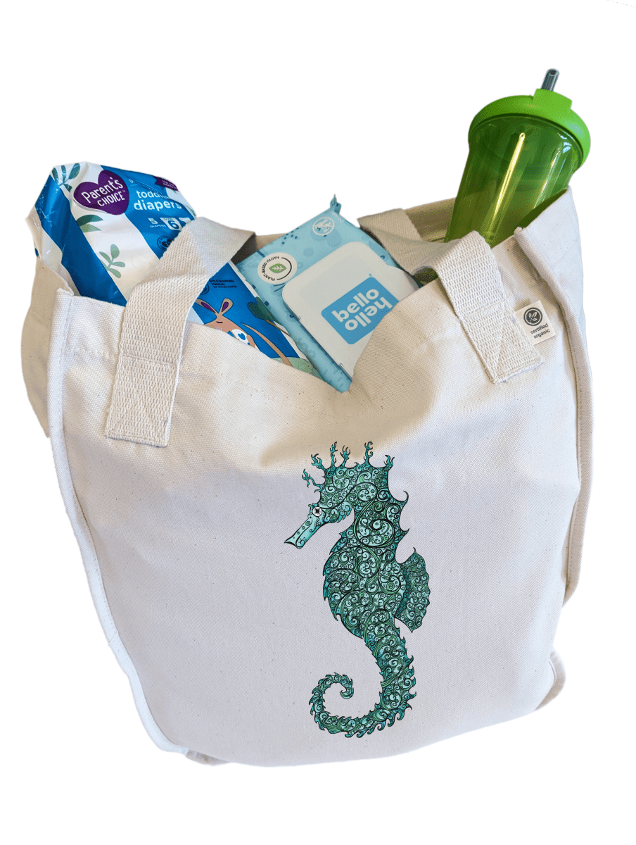 Seahorse Serenity Heavyweight Organic Cotton Diaper Bag