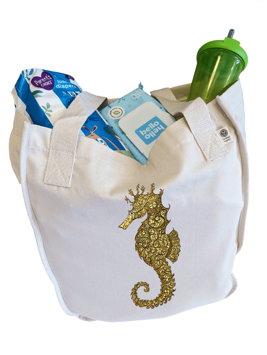 Seahorse Serenity Heavyweight Organic Cotton Diaper Bag