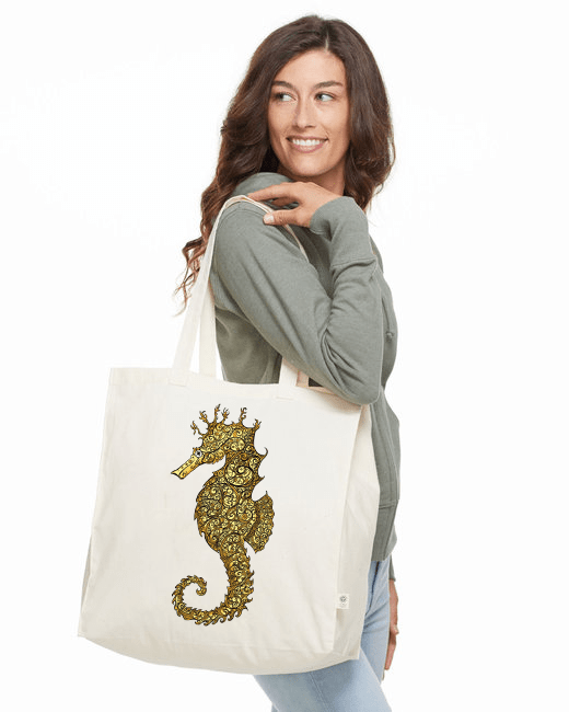 Seahorse Serenity Organic Cotton Tote Bag