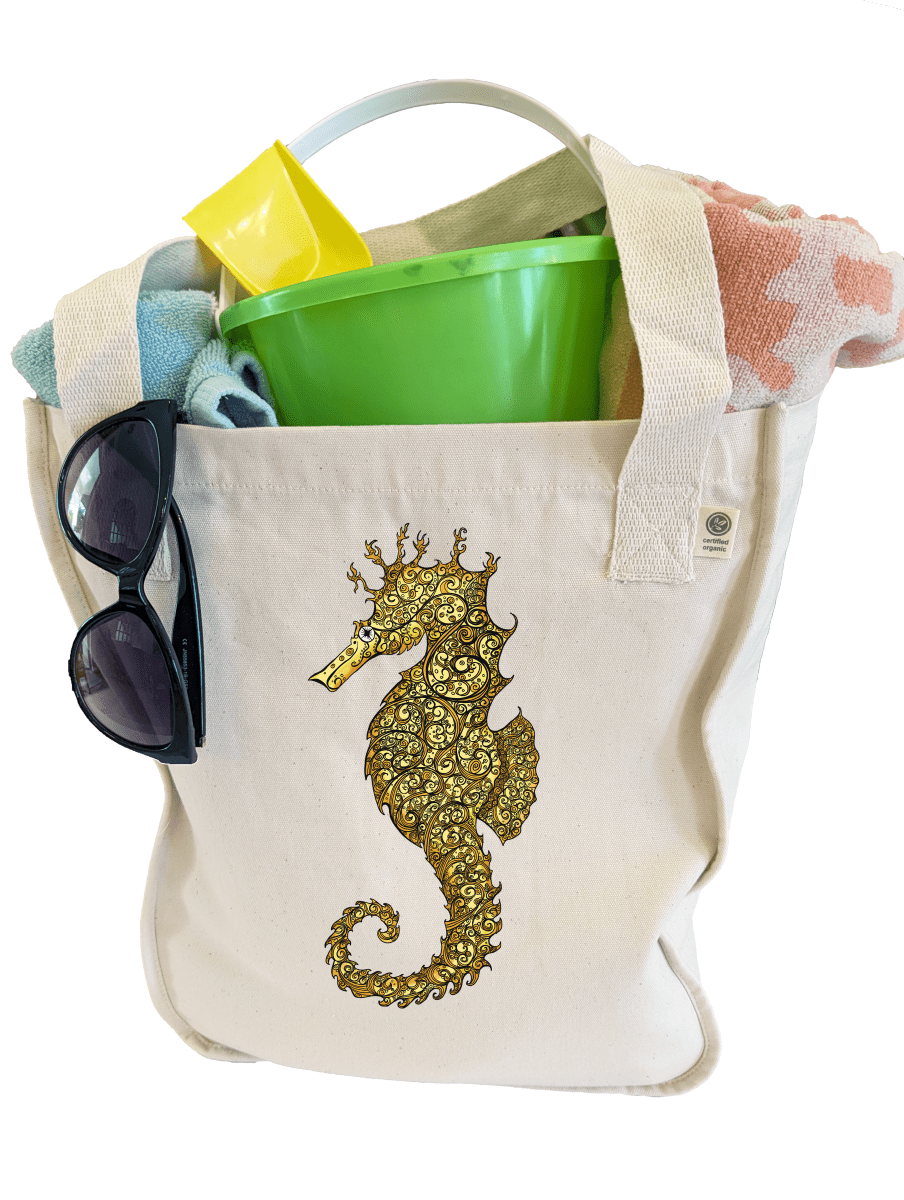 Seahorse Serenity Heavyweight Organic Cotton Beach Bag