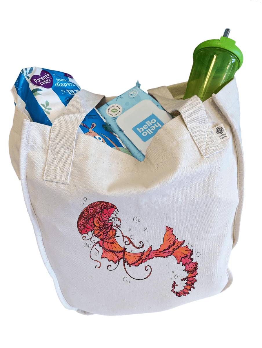 Watery Waltz  Heavyweight Organic Cotton Diaper Bag